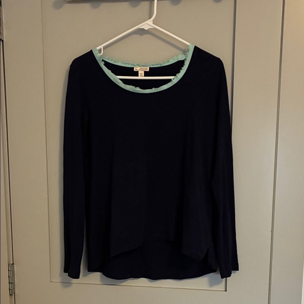 GAP Navy Long Sleeve Top with Mint Trim